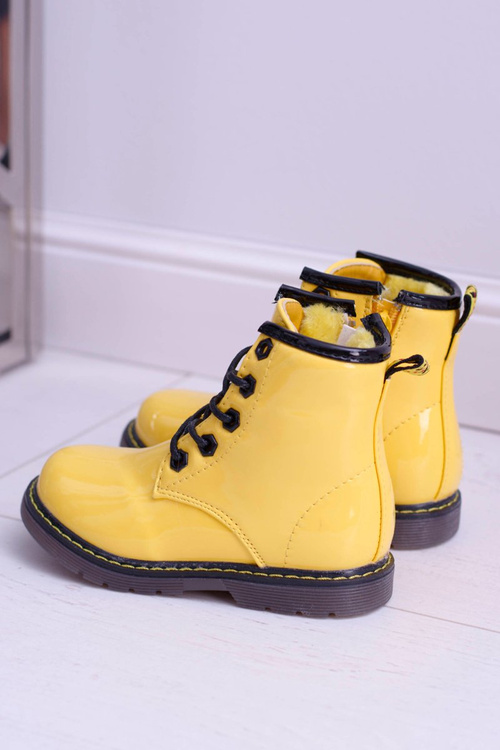 Чоботи дитячі флісові утеплені Trappers Trappers Lacquered Yellow Debi