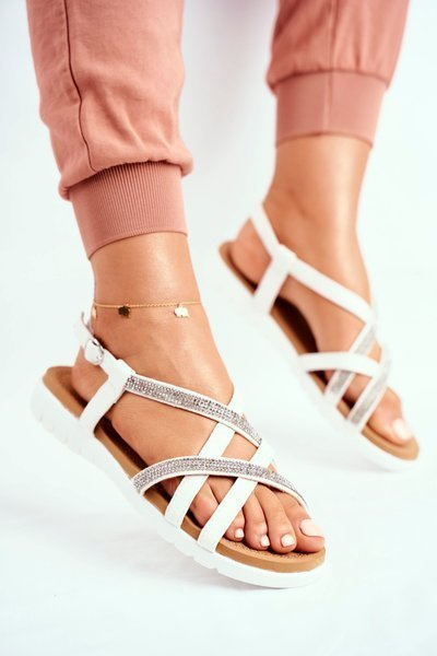 Жіночі босоніжки Lu Boo з цирконами 406-6 White Feen