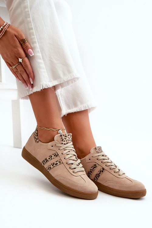 Бежеві замшеві низькі жіночі кросівки Zazoo N1068