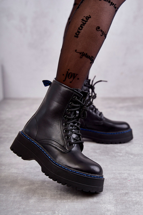 Жіночі чоботи на зав'язках Glany Black Callie