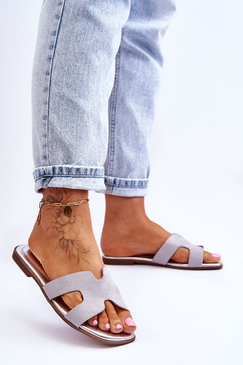 Жіночі класичні замшеві тапочки Evana сірого кольору