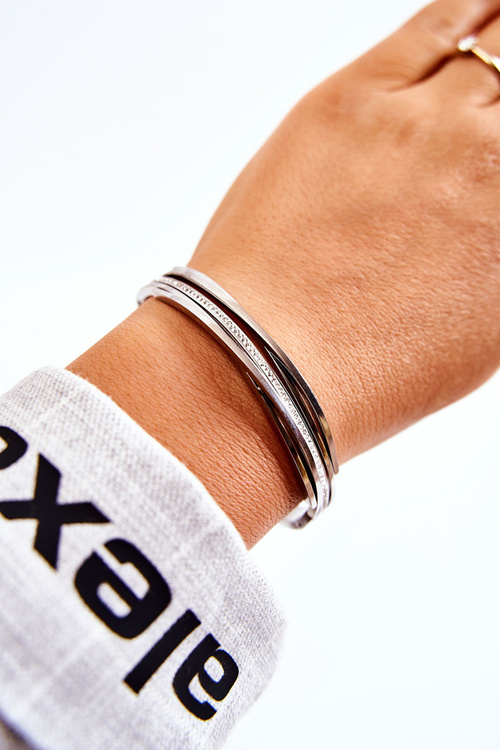 Жіночий сталевий браслет з цирконами, срібні мирени