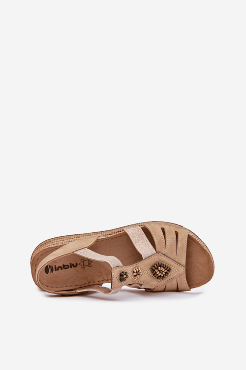 Жіночі Сандалі На Каблуку З Декораціями Бежеві Inblu RV000015