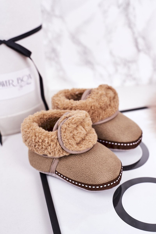 Дитячі утеплені домашні тапочки бежевого кольору