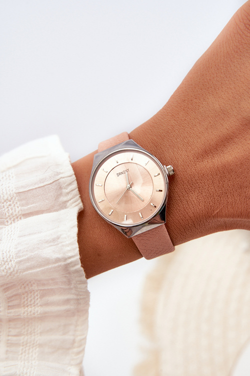 Жіночий годинник з ремінцем зі штучної шкіри рожевий Ernest E62013L