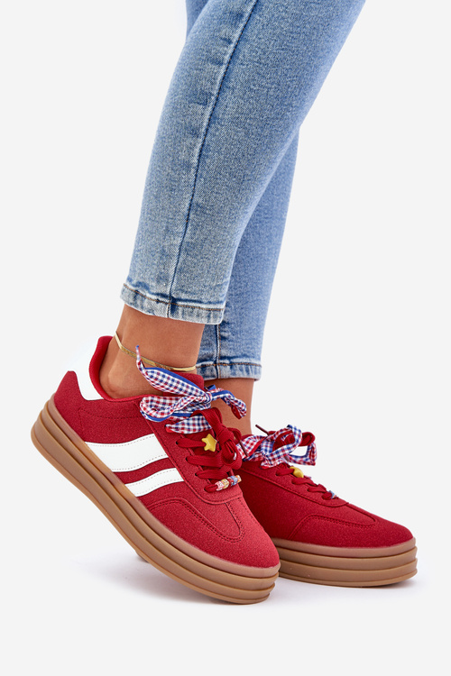 Жіночі кросівки з бантиками червоні Jariana