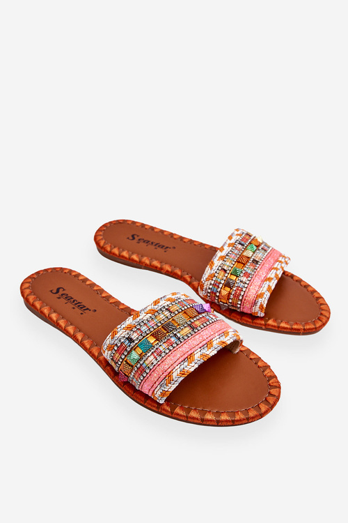 Жіночі тапочки з прикрасами помаранчеві Bellisa