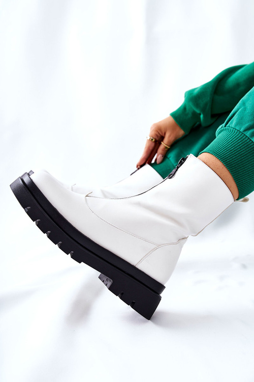 Жіночі черевики на блискавці білого кольору Tierra