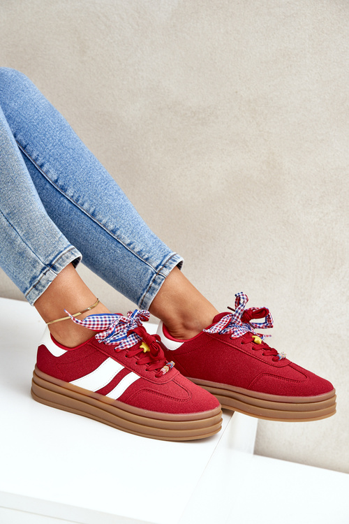 Жіночі кросівки з бантиками червоні Jariana