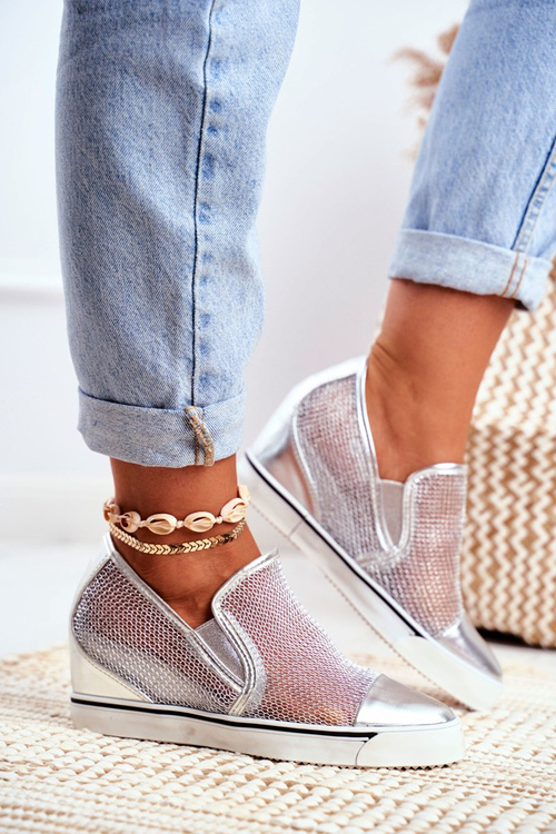 Жіночі кросівки на танкетці Lu Boo Silver Morgono