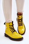 Чоботи жіночі лаковані утеплені GOE II2N4054 Жовті