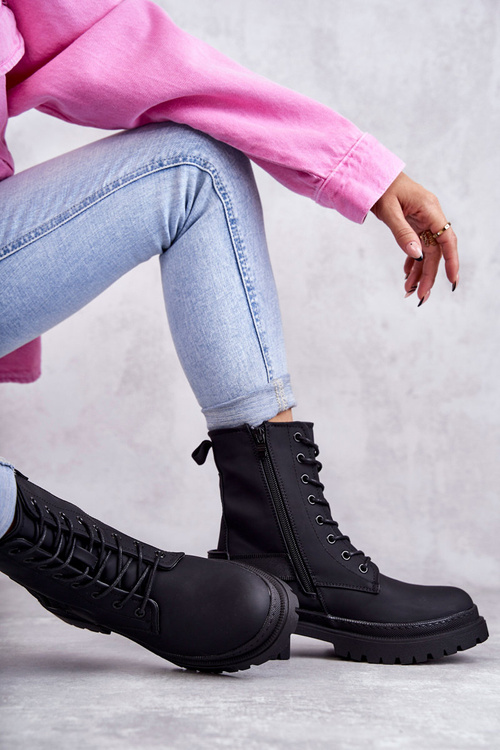 Жіночі теплі черевики на блискавці чорні Fabiola