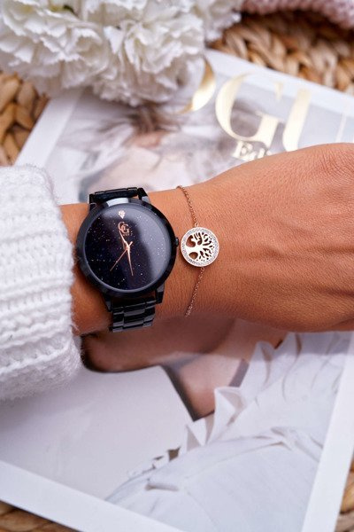 Жіночий браслет-ланцюжок із рожевого золота та дерева