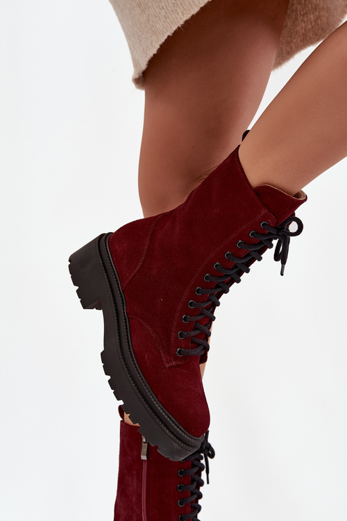 Жіночі робочі чоботи з натурального замшу з підігрівом Zazoo 4213 бордо