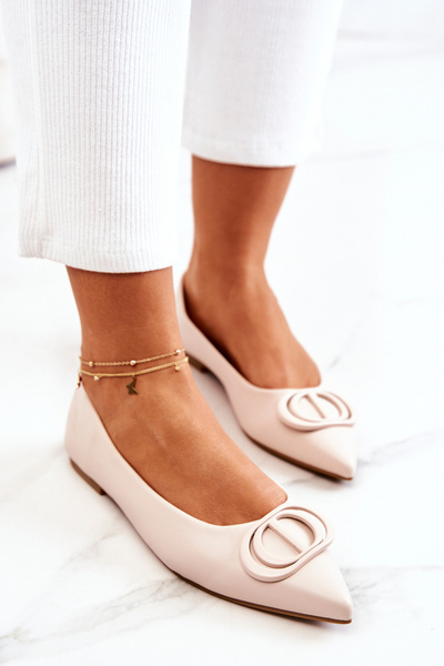 Бежеві шкіряні балетки Rachelle з загостреним носом