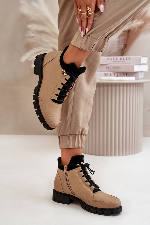 Чоботи жіночі утеплені з еко шкіри бежеві Erisabelle