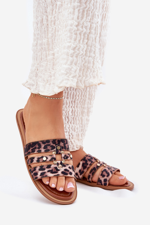 Плоскі Жіночі Сандалі З Золотим Детом Леопард Noroti