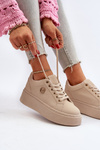 Жіночі кросівки на платформі бежевого кольору Eshen