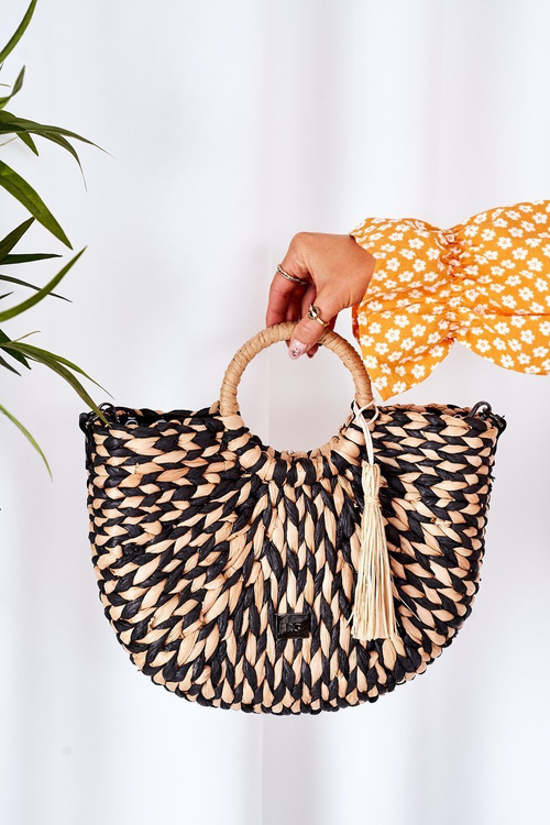 Плетений кошик для сумочки NOBO XK0490 Бежево-чорний