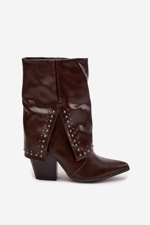 Ковбойські черевики З повернутим верхом І оздобленням ізоляційні Шоколадні Inessia