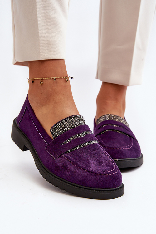 Жіночі мокасини з прикрасами фіолетового кольору Dananei