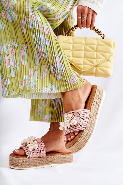 Жіночі тапочки на платформі з черепашками Рожеві Tolia