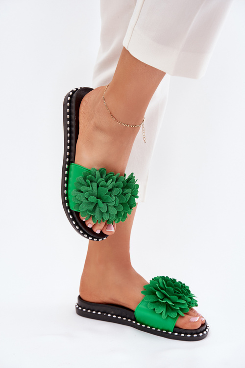 Жіночі шлепанці, прикрашені квітами зелені Cellanen