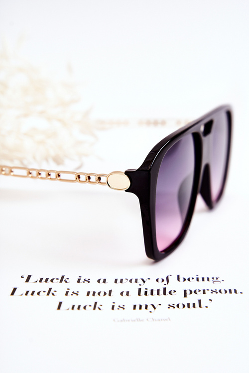 Сонцезахисні окуляри жіночі авіаційні V120013 чорно-рожеві