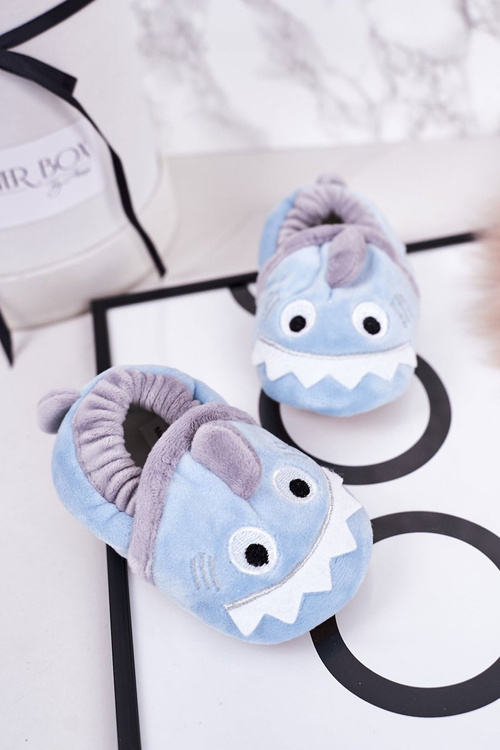 Дитячі утеплені велюрові домашні тапочки Blue Monster