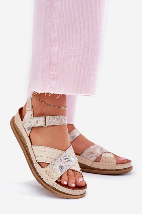 Жіночі Шкіряні Сандалі На Платформі Maciejka L7064-37 Ecru