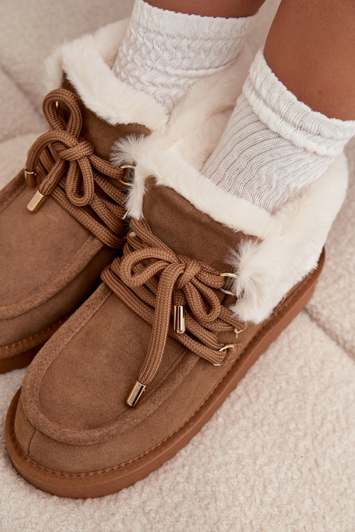 Жіночі зимові чоботи з натуральної замші D.Franklin DFSH375006 Camel