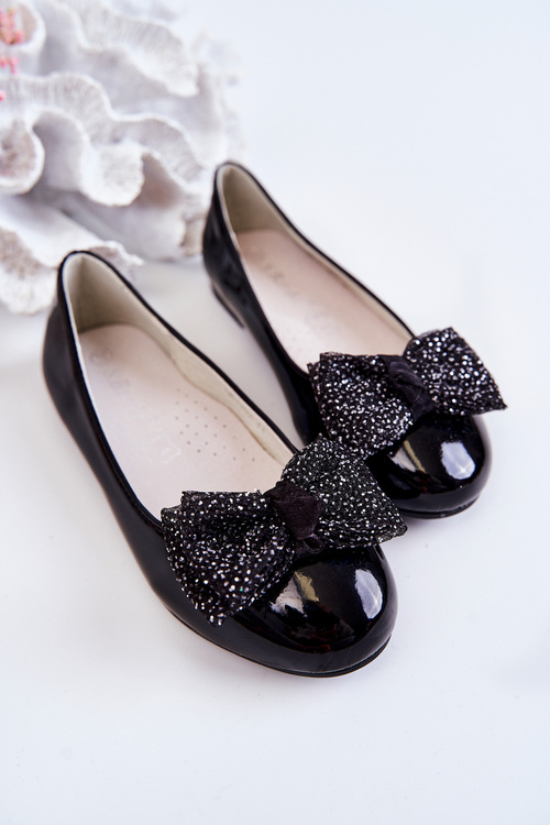 Дитячі лаковані балетки з бантом Black Zolly