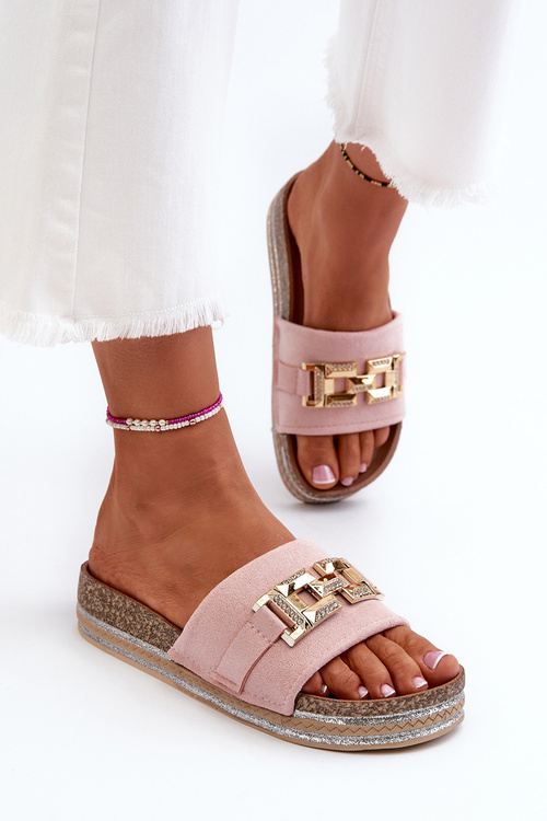 Жіночі тапочки на платформі з рожевим орнаментом Vapireta