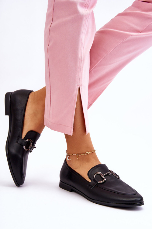 Класичні жіночі лофери з прикрасами Чорні Jamie