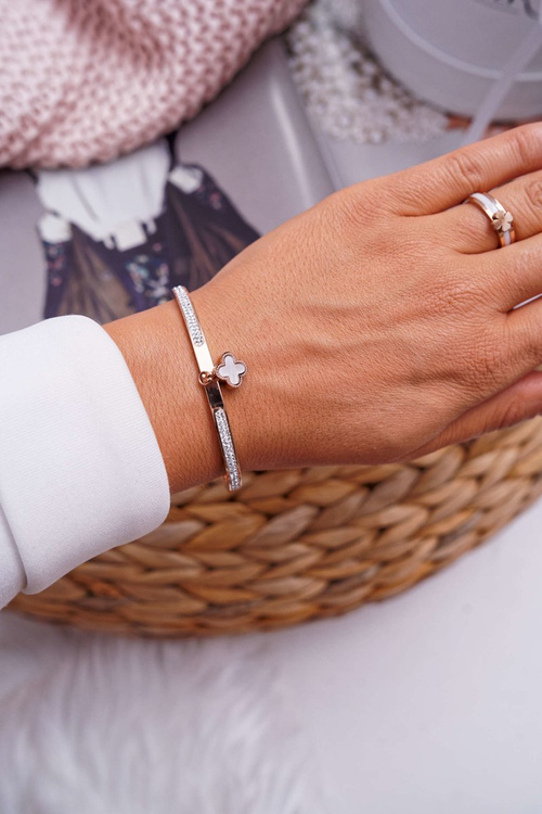 Жіночий браслет з цирконами і підвіскою Loveliness з рожевого золота