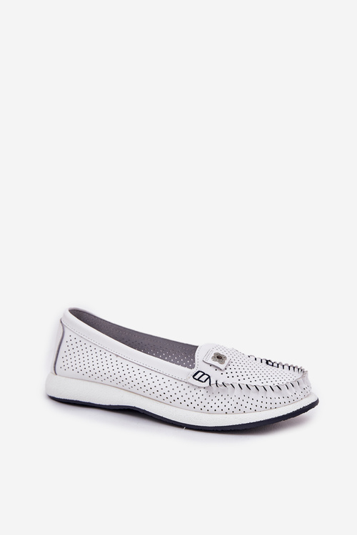 Жіночі Шкіряні Мокасини S.Barski LR51-673 Білі