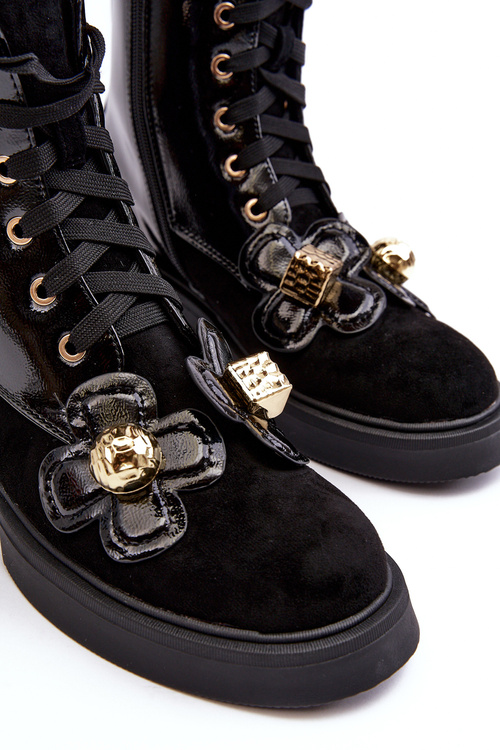 Стильні жіночі чоботи на блискавці з орнаментом D&A MR870-76 Чорні