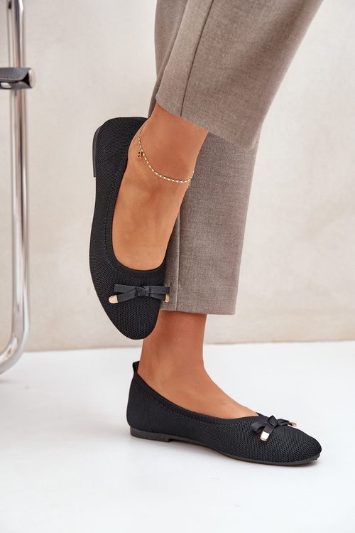 Сітчасті Балетки З Бантом Чорні Bianila