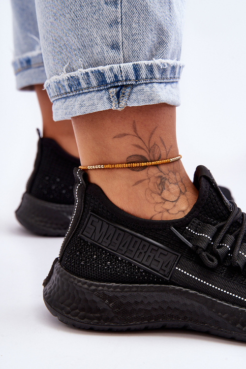 Жіноче спортивне взуття без шнурівки Чорне Тримай мене!