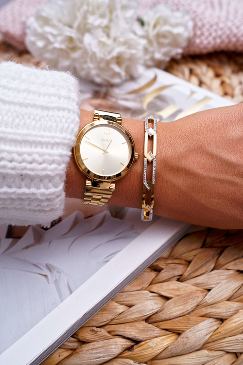 Жіночий сталевий браслет з цирконами Gold Etienne