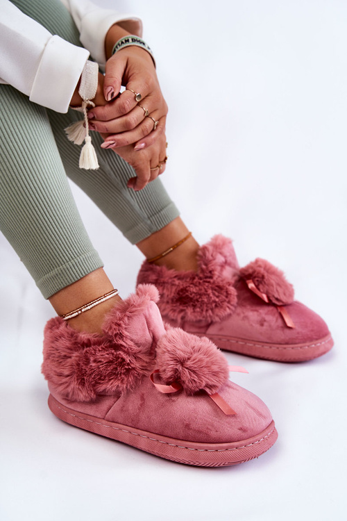Жіночі хутряні сліпони з помпоном рожеві Noemi