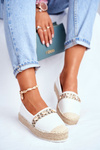 Жіночі еспадрільї на платформі з льону білого кольору Mindi