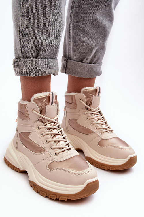 Жіноче спортивне взуття на підкладці на шнурівці бежеві Dejana