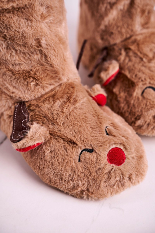 Різдвяні утеплені тапочки з оленями Béžové Rudolph