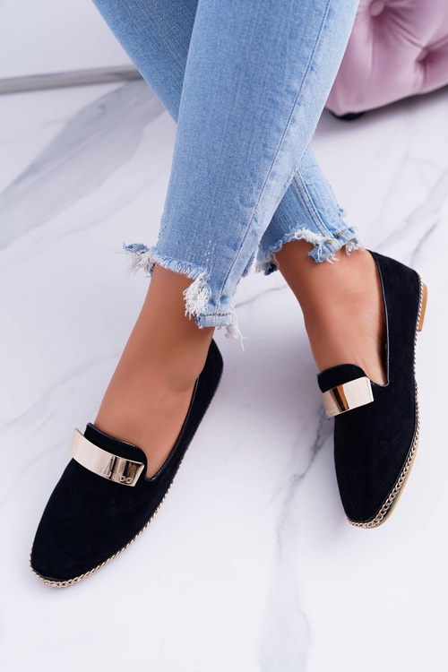 Жіночі панамські мокасини Lu Boo Black Gold Chain