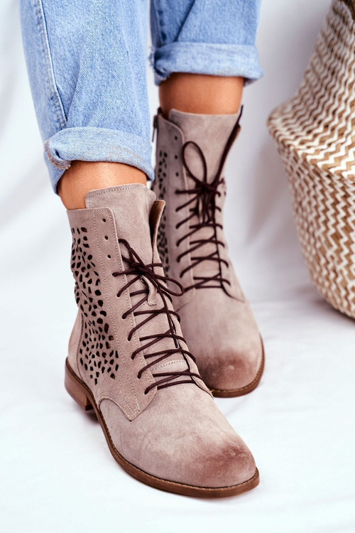 Жіночі чоботи на плоскому каблуці шкіряні Cappucino Meridan