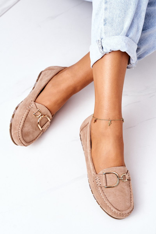 Жіночі замшеві лофери світло-коричневі Downtown