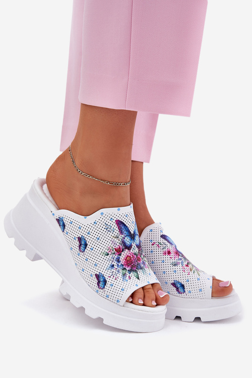 Жіночі Шкіряні Сандалі На Танкетці Artiker 56C0428 Білі