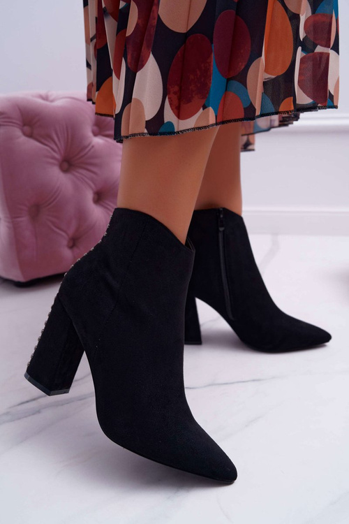 Жіночі чоботи на високих підборах із заклепками з шипами RB23P Black Snack