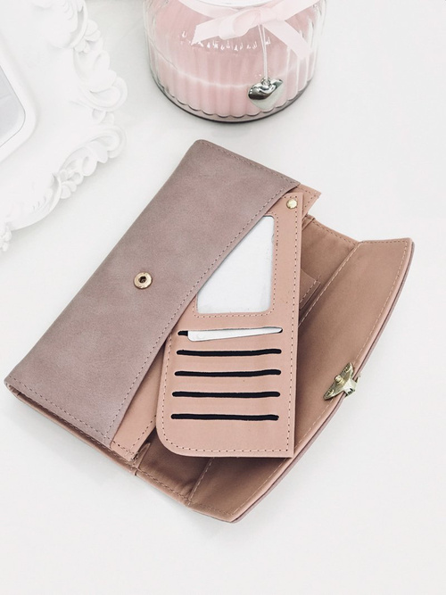 Великий жіночий гаманець з пудрою у формі сердечка, рожевий